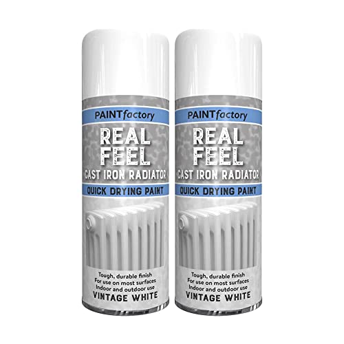 Classic Signature - 2 x Real Feel Vintage White Radiator Spray 400ML Spray for Interior & Exterior Tough, Protect Against Rust Durable Finish