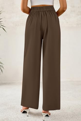 Image of CFLONGE Women Wide Leg Dress Pants High Waist Work Trousers Button Pleated Slacks Palazzo Pants Business Casual Outfits