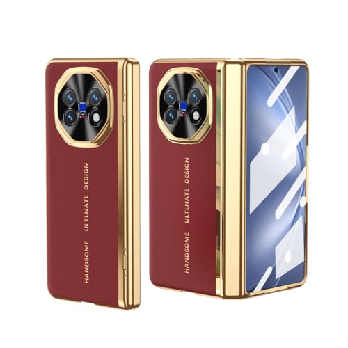 Étui mince Vivo X Fold 5 cuir rouge pour le quotidien
