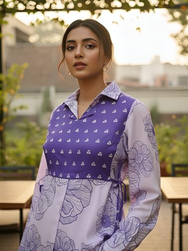 Image of Leriya Fashion Co Ord Set for Women Stylish | 3 Piece Kurti Set for Women | Dress for Woman | Printed Co-Ord Set with Collar Neck | Kurta Sets for Woman | Summer Full Sleeve Top Pant Outfits