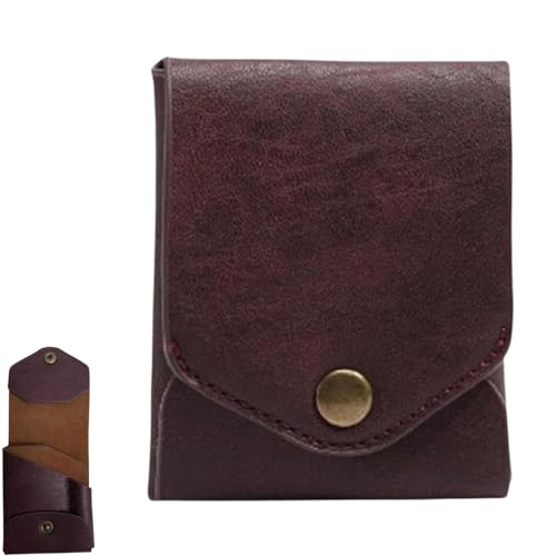 Vintage Handmade Leather Wallet, for Cash Business Card Holder, Slim Simple Men's Wallets Built-In Pen Slot (Brown,wallet)