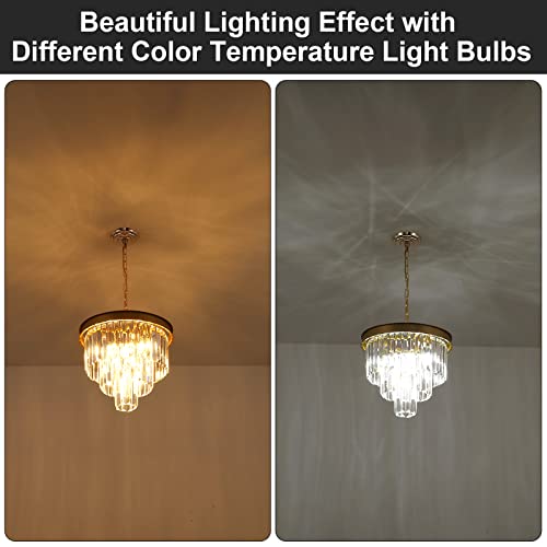 Image of Gold Crystal Chandeliers 16 inch Modern Pendant Light Fixture for Dining Room