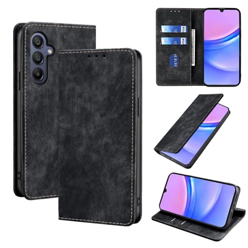#VerdientProvisionen<br>Handyhülle für Samsung Galaxy A26 5G Hülle Premium Lederhülle [Standfunktion] [Kartenfächern] TPU Stoßfest Schutzhülle Retro Stil Klapphülle Kompatibel mit Galaxy A26 5G Schwarz