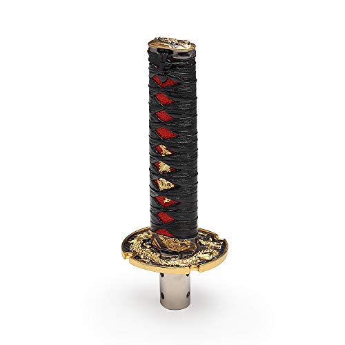 WENJTP Katana Samurai Sword Shift Knob Shifter Katana Cortex disc Universal Fit for Manual Cars with Adapters Black + Red（15cm） - Thumbnail 2