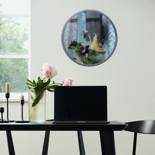 Image of Quality Glass Metal Frame Round Wall Mirror Royal Mirror Home Decorative Mirror Modern Mirror Living Room Mirror Wall Mirror Bathroom Mirror Size 30x30 inches Color Silver MF 52
