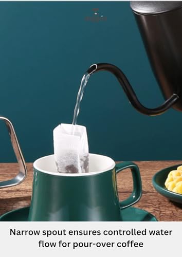 Image of Doppio Precision Gooseneck Pour Over Coffee Kettle - Matte Black Stainless Steel | Barista Style Slow Pour Kettle for V60, Drip Coffee & Manual Brewing | Ergonomic Handle, Precise Flow Control