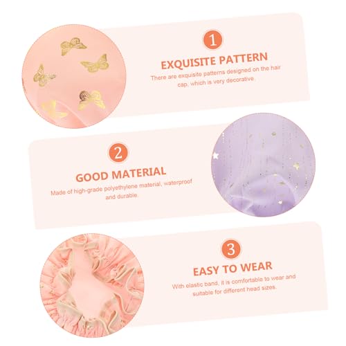 IWOWHERO 3 Pecas chapéu de banho infantil chuveiro à prova d'água touca de chá de bebê boné de banh