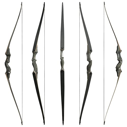 Black Hunter Archery Takedown Bow Longbow American Longbow Adult Right Hand Hunting Wood Bow 60",30-60Lbs Target Practice #TOP3
