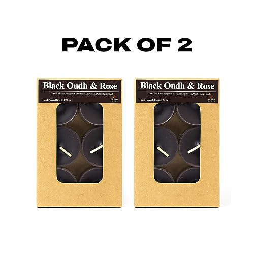 Image of AuraDecor Scented Soy Wax Acrylic Tealight Candle, Organic Luxury Aroma, Aromatic /Aromatherapy Candle || Long Lasting Burning Time (Pack of 1, Black Oudh & ROS)