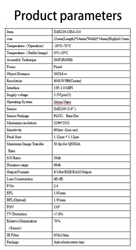 SEENGREAT IMX219 8MP Camera for Jetson Nano Adopts IMX219 Sensor 8 Megapixels Fixed-Focus 130°FOV 3296 x 2512 Maximum Resolution Lens Shading Compensation Function 15P-1.0 MIPI Interface - Image 3