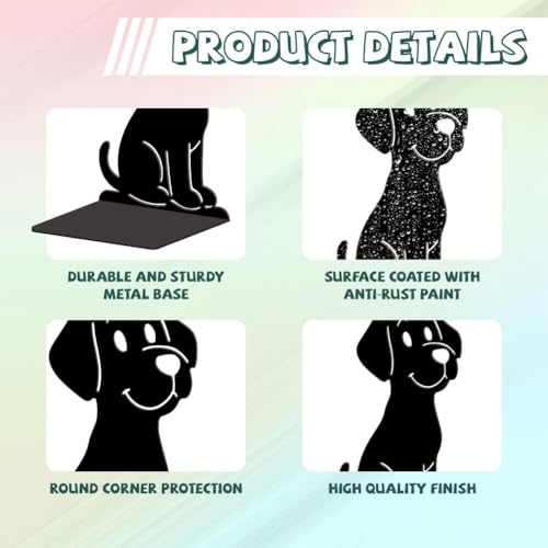 Image of Metal Dog Bookends Set of 2, Heavy Duty Decorative Metal Bookends for Shelves & Desk, Cute Puppy Book Holder Stand, Non-Slip Book Organizer for Table, Office Home Decor Gifts for Book Lovers
