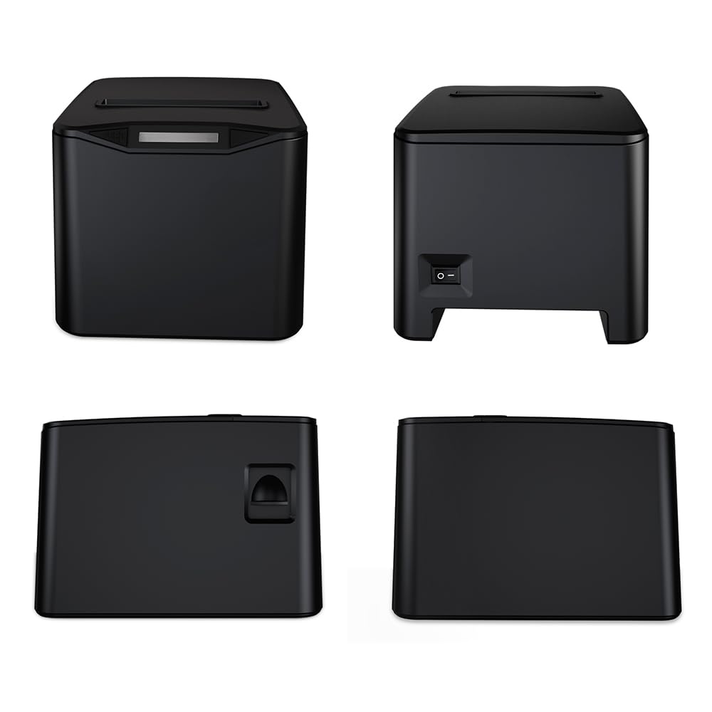 Impresora de recibos térmica, 80 mm, de escritorio, impresión térmica directa, conexión USB+LAN, alta velocidad, con cortador automático, bandeja de papel grande, compatible con ESC/POS para envío