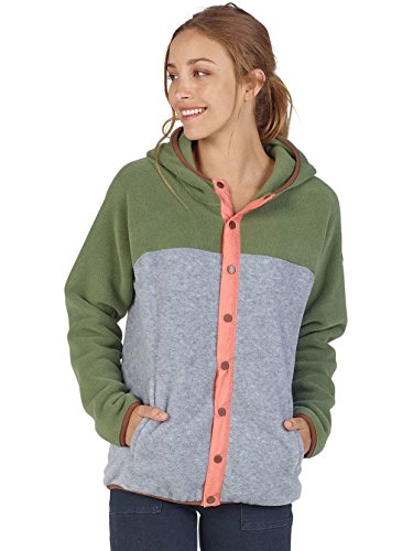 Burton Women's Hearth Fleece Snap Up Jacket Clover Grey Heather Size Large