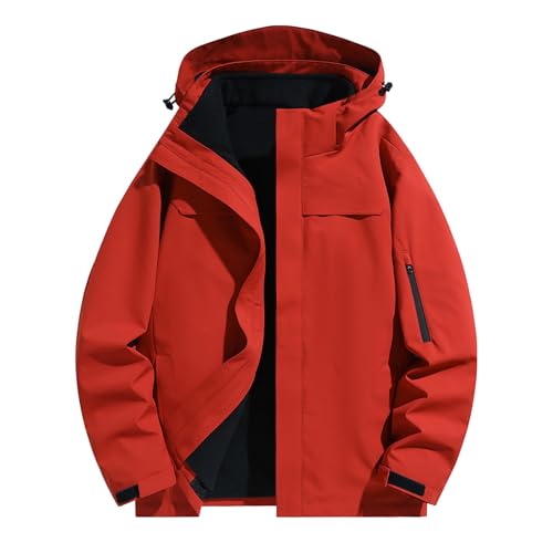 Men's Solid Color Thin Fall Outdoor Windbreaker Loose Fitting Long Sleeved Hooded Suit Outwear Zipper Jacket Coat