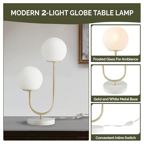 Lámpara de mesa 510 DESIGN moderna dual luz 20" oro/blanco miniatura 5