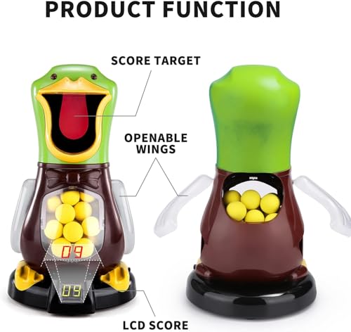 مسدسات العاب اطلاق النار للاطفال من نيلابيل بطة عبوة قطعتين قاذفات الفوم مع هدف متحرك هدية لعبة مسابقات تفاعلية للاولاد والبنات سن 6 و7 و8 و9 سنوات رغوة أصفر