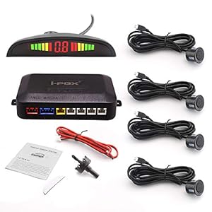 AllExtreme EIX-698 Car Reverse Parking Sensor Device with LED Display & Warning Buzzer, 12V DC 4-Channel Backup Auto Radar Detector Kit (Black)