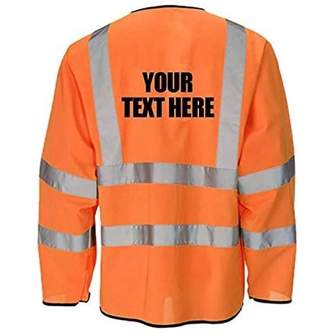 Kuest Personalised Hi Vis Big Size Long Sleeve Safety Velcro Waistcoat (You Can Add Your Own Text) Orange-2XL Cover