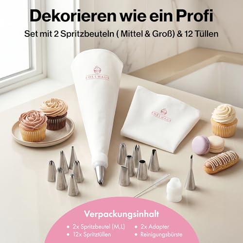 EDELHAUS Spritzbeutel mit Tüllen – wiederverwendbar für Torten und Cupcakes – Ansicht 4