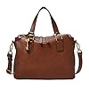 Fossil Women's Jacqueline Eco-Leather Satchel Purse Handbag, Brown (Model: ZB1501200)