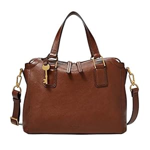 Fossil-Womens-Jacqueline-Leather-Satchel-Purse-Handbag Fossil Women's Jacqueline Eco-Leather Satchel Purse Handbag, Brown (Model: ZB1501200)