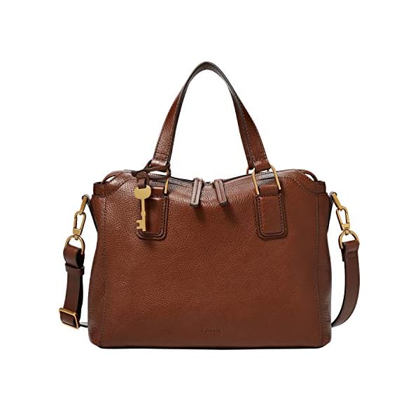 Fossil Women's Jacqueline Eco-Leather Satchel Purse Handbag, Brown (Model: ZB1501200)