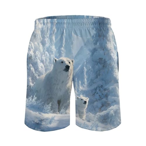 White Bear Family Mens Swim Trunks Quick Dry Board Shorts Beach Swimwear Bathing Suits3