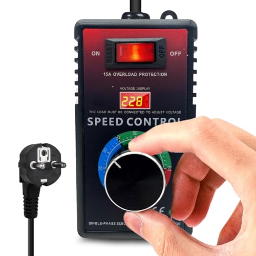 Regolatore Velocita Ventilatore,220V Regolatore di Tensione Temperatura Motore Fan Speed Controller Regolatore di Velocità del Motore Dimmer 10A Per Mediante Smerigliatrice Angolare