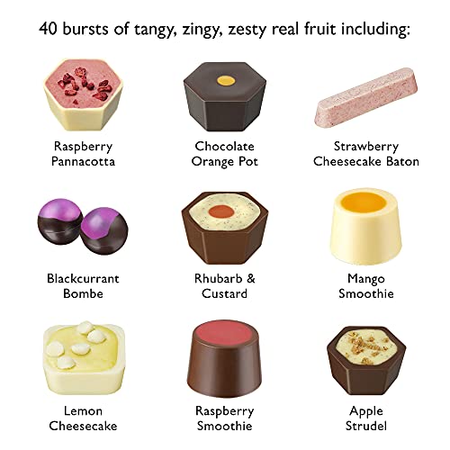 Hotel Chocolat Exuberantly Fruity Sleekster - 38 Fruity Chocolates, 345g - Suitable For Vegetarians - Gifts For Birthday, Thank You, Congratulations, Anniversary