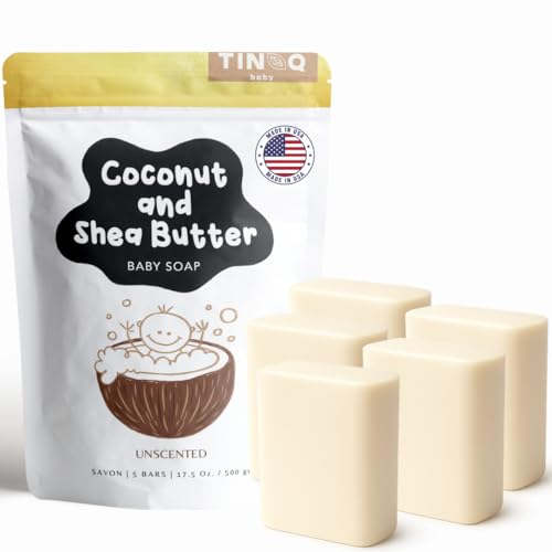 TINOQ Fragrance Free Baby Bar Soap for Sensitive Skin | Unscented Natural soap bar for toddlers kids adults with gentle skin | Organic ING | Made in...