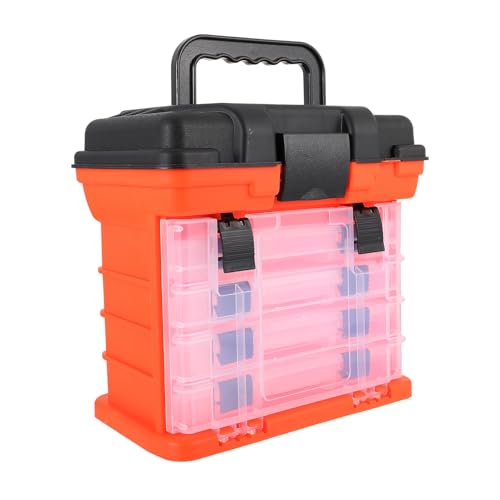 Boîte rangement accessoires pêche orange grand volume pour outils