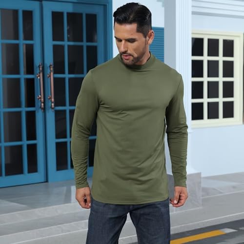 Mens Turtleneck Shirt Slim Fit Lightweight Thermal Undershirt Long Sleeve Mock Turtle Neck Sweater Pullover Top2