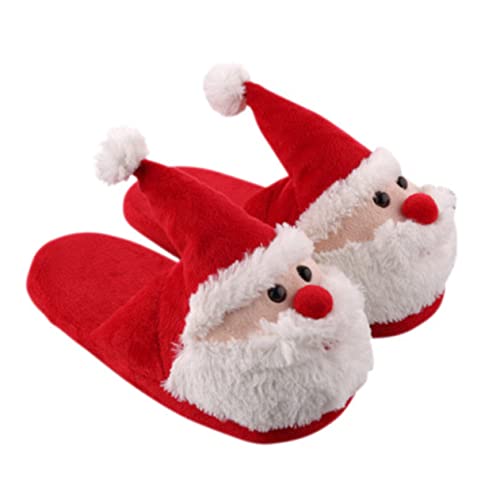 Santa Claus Slippers Plush Soft Warm Slippers Non- slip Slip- on Shoes Christmas Gift for Adults and Kids- Size 35-36