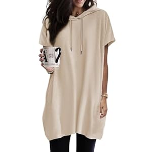 Kapuzenpullover Damen Hoodie Sommer Kurzarm mit Kapuze Pullover Sweatshirt Tops Oversize Tshirt Lässig Einfarbig T-Shirts Oberteile S-XXL