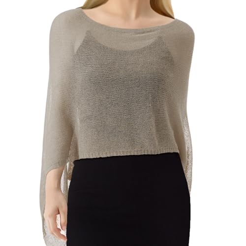 Image of Women Sheer Poncho Shrug Summer Sheer Blouse Top Lightweight Poncho Bolero for Evening Dress