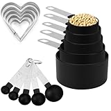Accmor Measuring Cups & Spoons Set, 10 Pack Plastic Cooking Baking Tools With 5 Pack Stainless Steel Cookie Cutters, Stackable Kitchen Gadgets Nesting Measure Cups Handle for Dry Liquid Ingredients