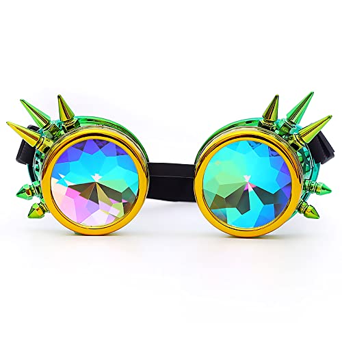 Image of 3-5 Days Delivery Kaleidoscope Rave Rainbow Crystal Lenses Steampunk Goggles