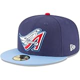 New Era MLB 59FIFTY Los Angeles Angels Team Color Navy Blue Cooperstown Authentic Collection Fitted On Field Baseball Cap Hat - 7 7/8