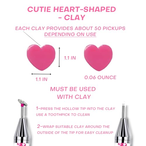 Pink Rhinestone Picker Tool Set - 2 Pcs Dual-Head Wax Pens with 2 Wax Tips and 2 Pink Tweezers, Wax Pencil for Rhinestones, Crystal Diamond Pickup Tool for Nail Art, Gem and Crystal Application Kit