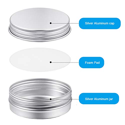 Patelai 72 Pcs 2 oz Tins with Screw Lid and Labels Aluminum Round Cans Salve Containers Travel Cosmetic Metal Tins for Candles Lotion Bars Balms Food Spice Candies DIY Crafts(Silver)2