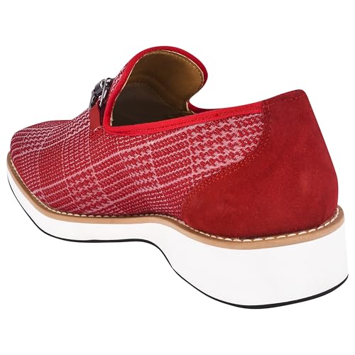 Image of LIBERTYZENO Mens Tuxedo Canvas Textile and Suede Leather Noble Loafers and Slip On Wedding Party Shoes for Easter Gift