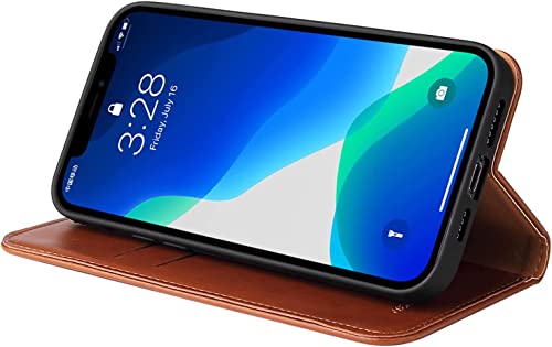 Funda cartera de cuero para iPhone 14 Plus con tarjetero color marrón 4