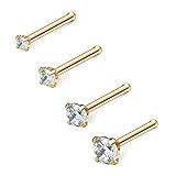 Ruifan 4PCS 18G 316L Surgical Steel 1.5mm 2mm 2.5mm 3mm Clear Round Diamond Cubic Zirconia Crystal...