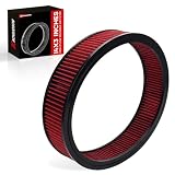 14"x3" High-Flow Reusable Air Filter for Mopar, Chevrolet, Ford, GMC – Washable Cotton Performance Air Cleaner Element (Red)