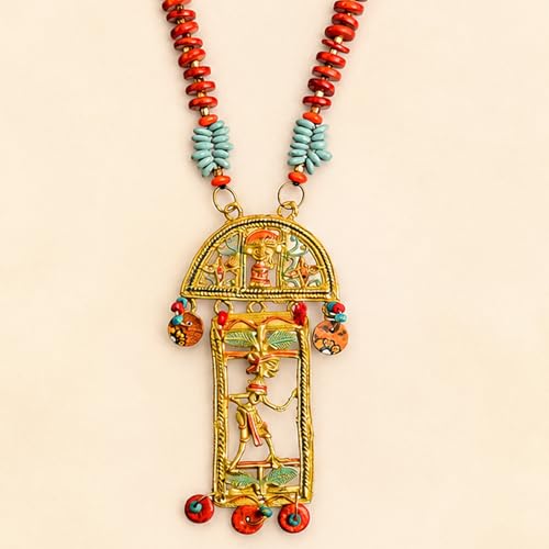 Image of AAKRITI ART CREATIONS Handcrafted Tribal Necklace Collection | Royal & Queen-Inspired Artisan Brass Statement Jewelry | Ethnic, Elegant & Regal Necklaces for Women
