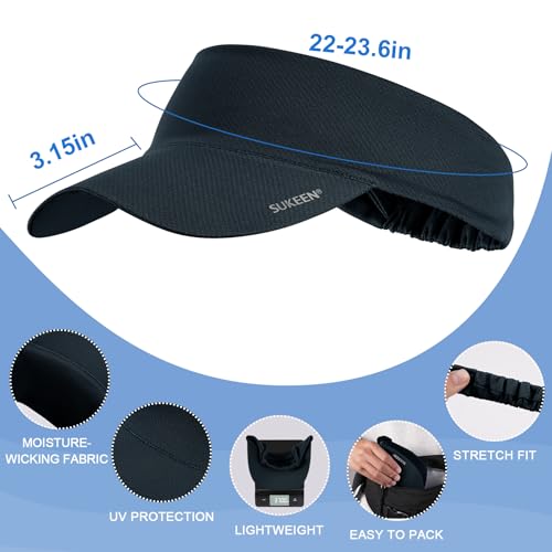 Image of Sukeen Cooling Stretchy Visor Free Size Cool Hat with UV Protection Brim Peak Vizor for Golf,Tennis,Cycling,Running