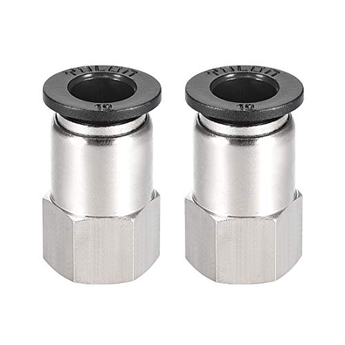 sourcing map Push to Connect Tube Fitting Adapter 10mm Tube OD X 1/4BSPT Female Straight Pneumatic Connecter Pipe Fitting 2pcs