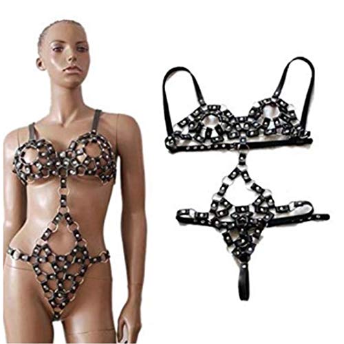 Cage Cat Women Lingerie Pu Leather Halter Body Harness Teddy Bondage(m, 1)