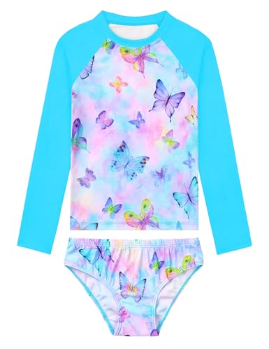 Image of Girls Rash Guard Swimsuit Two Pieces Adorable Swimswear Quick Dry Bathing Suit Long Sleeve