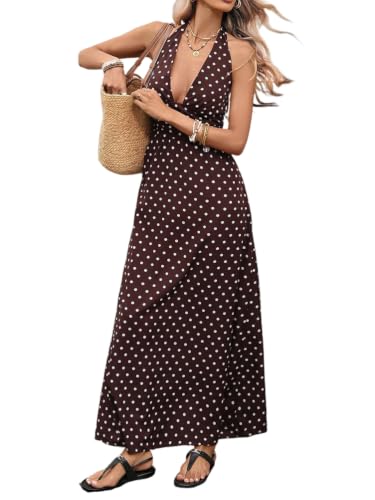 Robe pois femme chic et élégant dos nu sans manches Orandesigne